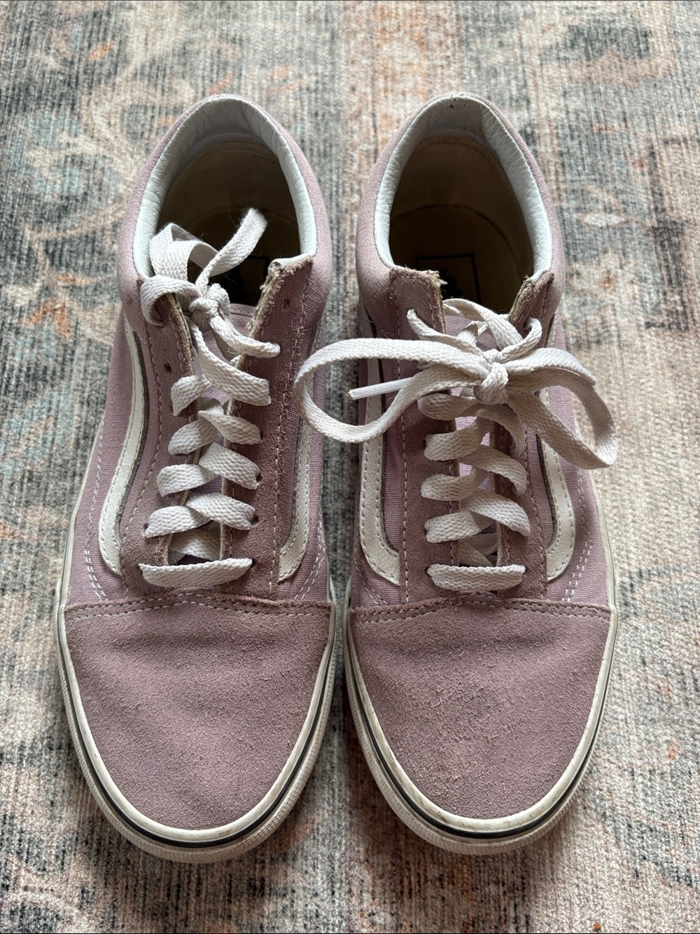 Vans W7 Old Skool Pastel purple lavender and White Suede Sneakers